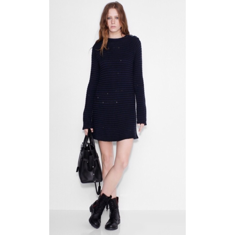 ๐ธ๐ Zadig & Voltaire แฆ Jada Robe Dress แฆ Navy - Picture 2 of 8
